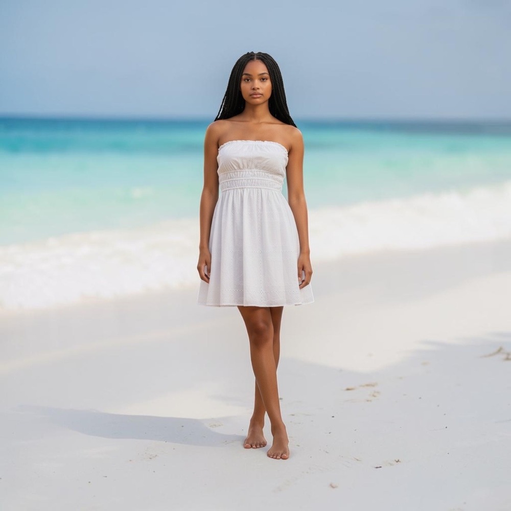 Wild Fable White Eyelet Smocked Strapless Mini Dress XXL NWT